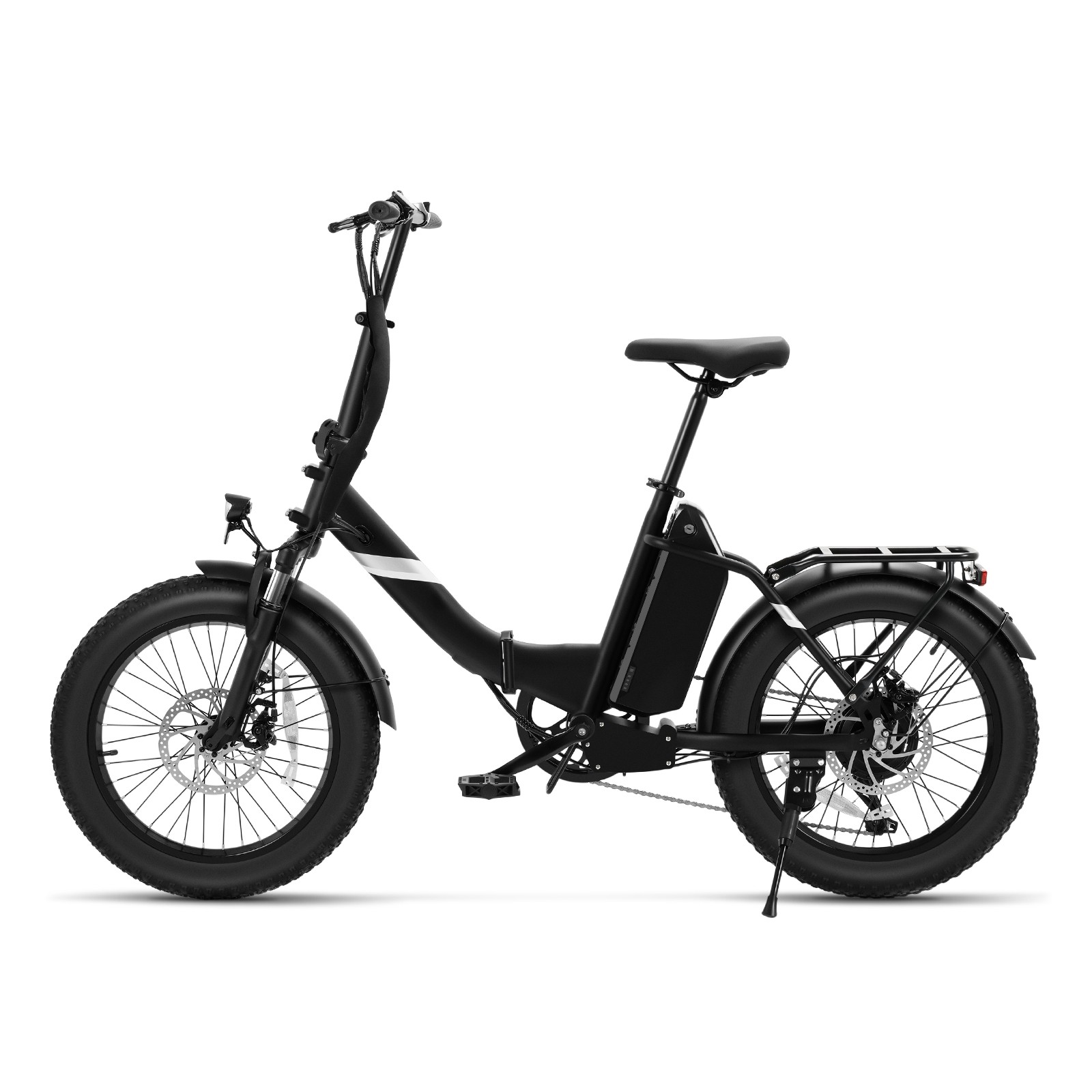 Touroll S3 Klapp-Fatbike E-Bike 20×3,0" Fatbike Zulassungsfreies Pedelec 25km/h, 65 km Reichweite, 250W , StVZO, Schwarz