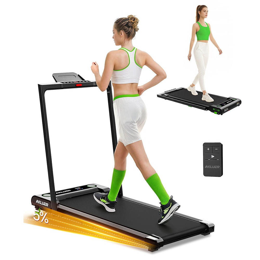 AKLUER 480L-B Walking Pad Laufband mit Handgriff, 2,5 PS, klappbar, LED & Fernbedienung, 150kg