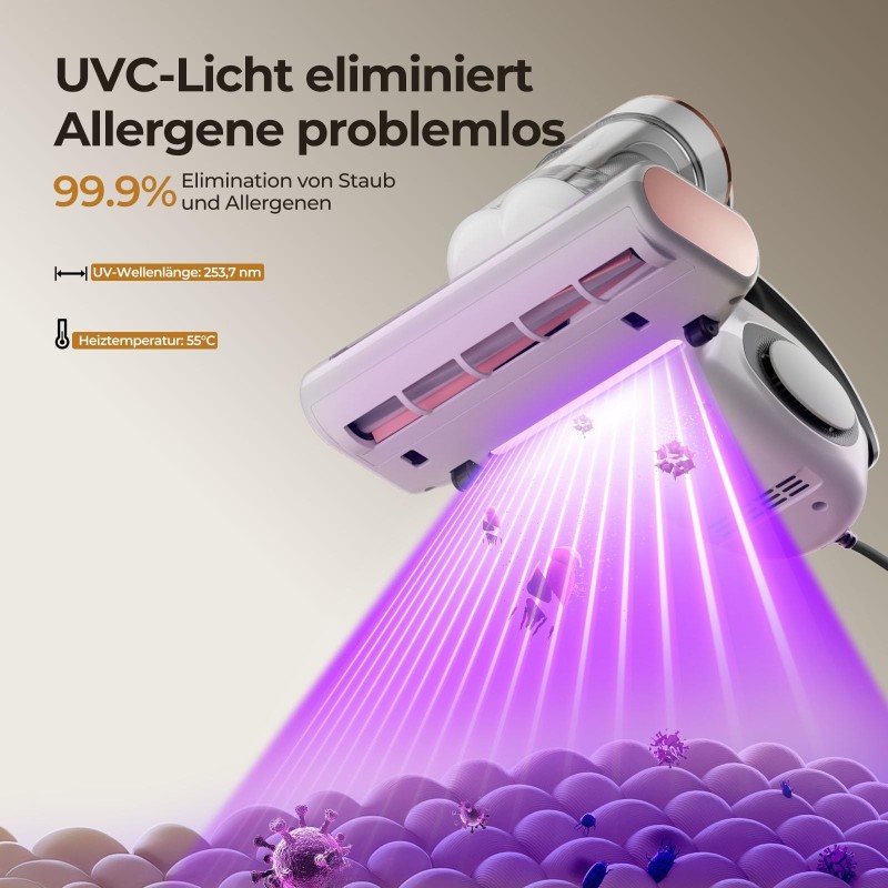 JIGOO J300 Milbensauger – UV‑C & 13 kPa Matratzenreiniger