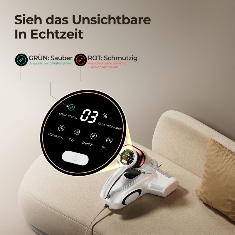 JIGOO J300 Milbensauger – UV‑C & 13 kPa Matratzenreiniger