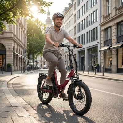 Touroll S3 Step-Thru Klapp-Fatbike City E-Bike 13Ah 65 km Reichweite Rot