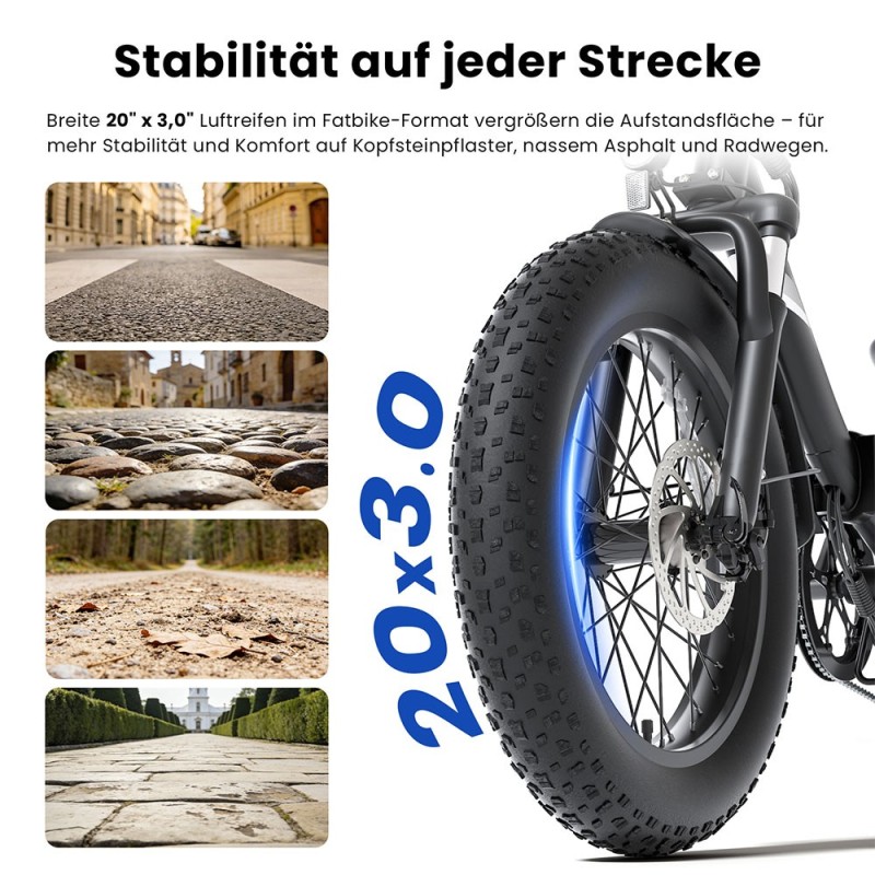 Touroll S3 Step-Thru Klapp-Fatbike City E-Bike 13Ah 65 km Reichweite Rot