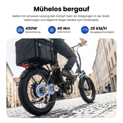 Touroll S3 Step-Thru Klapp-Fatbike City E-Bike 13Ah 65 km Reichweite Rot