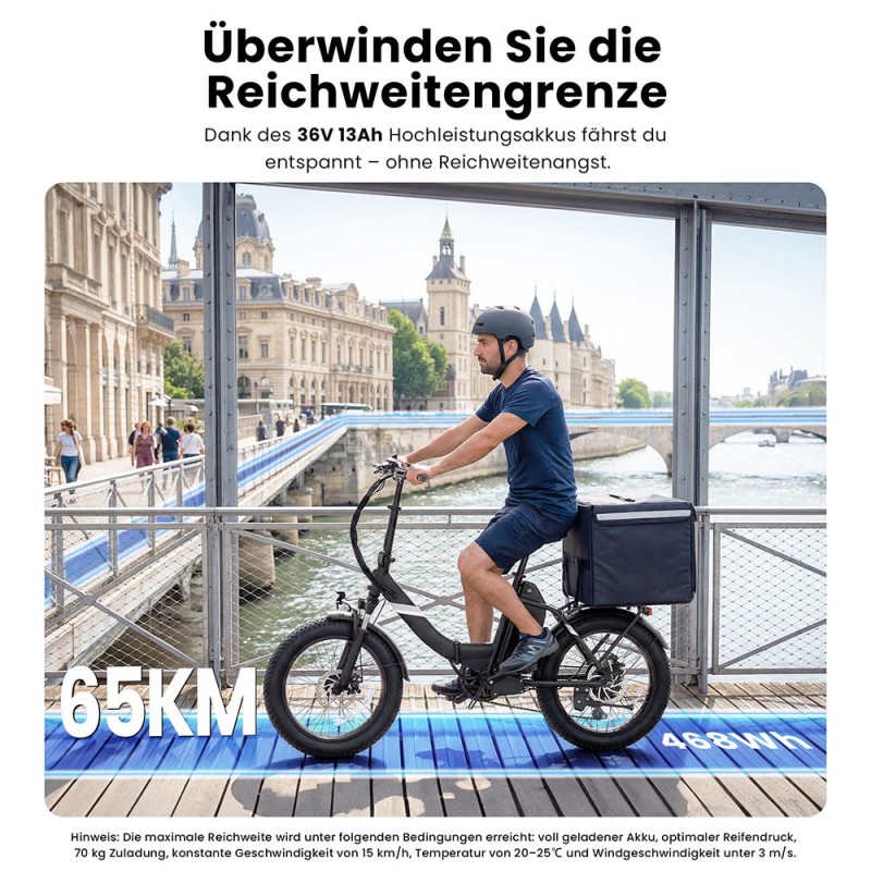Touroll S3 Step-Thru Klapp-Fatbike City E-Bike 13Ah 65 km Reichweite Rot