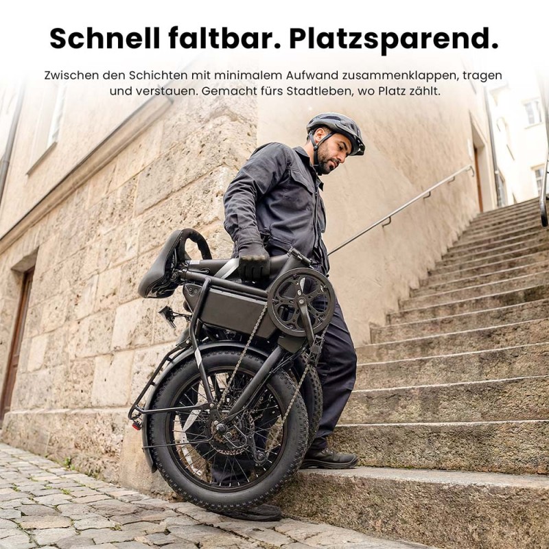 Touroll S3 Step-Thru Klapp-Fatbike City E-Bike 13Ah 65 km Reichweite Rot