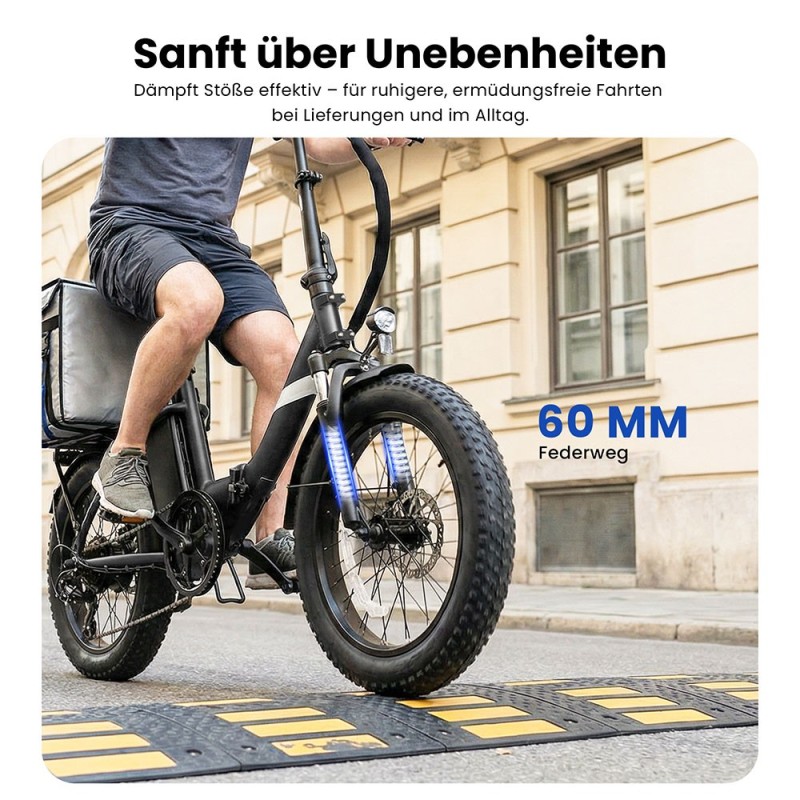 Touroll S3 Step-Thru Klapp-Fatbike City E-Bike 13Ah 65 km Reichweite Rot