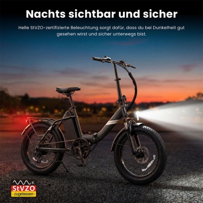 Touroll S3 Step-Thru Klapp-Fatbike City E-Bike 13Ah 65 km Reichweite Rot