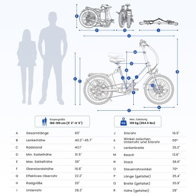 Touroll S3 Step-Thru Klapp-Fatbike City E-Bike 13Ah 65 km Reichweite Rot