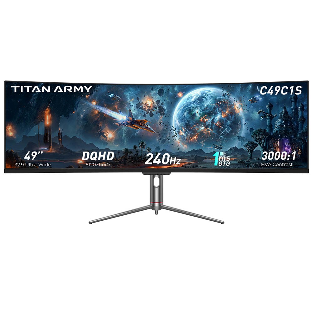 TITAN ARMY C49C1S 49 Zoll gebogener Büro- & Gaming-Monitor, USB‑C 65W, DQHD 5120×1440 240Hz