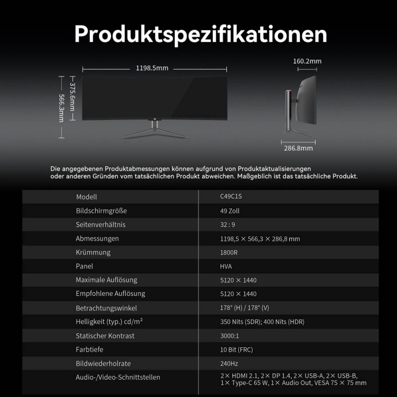 TITAN ARMY C49C1S 49" Ultra-Wide Gaming Monitor 240Hz