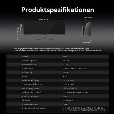 TITAN ARMY C49C1S 49" Ultra-Wide Gaming Monitor 240Hz