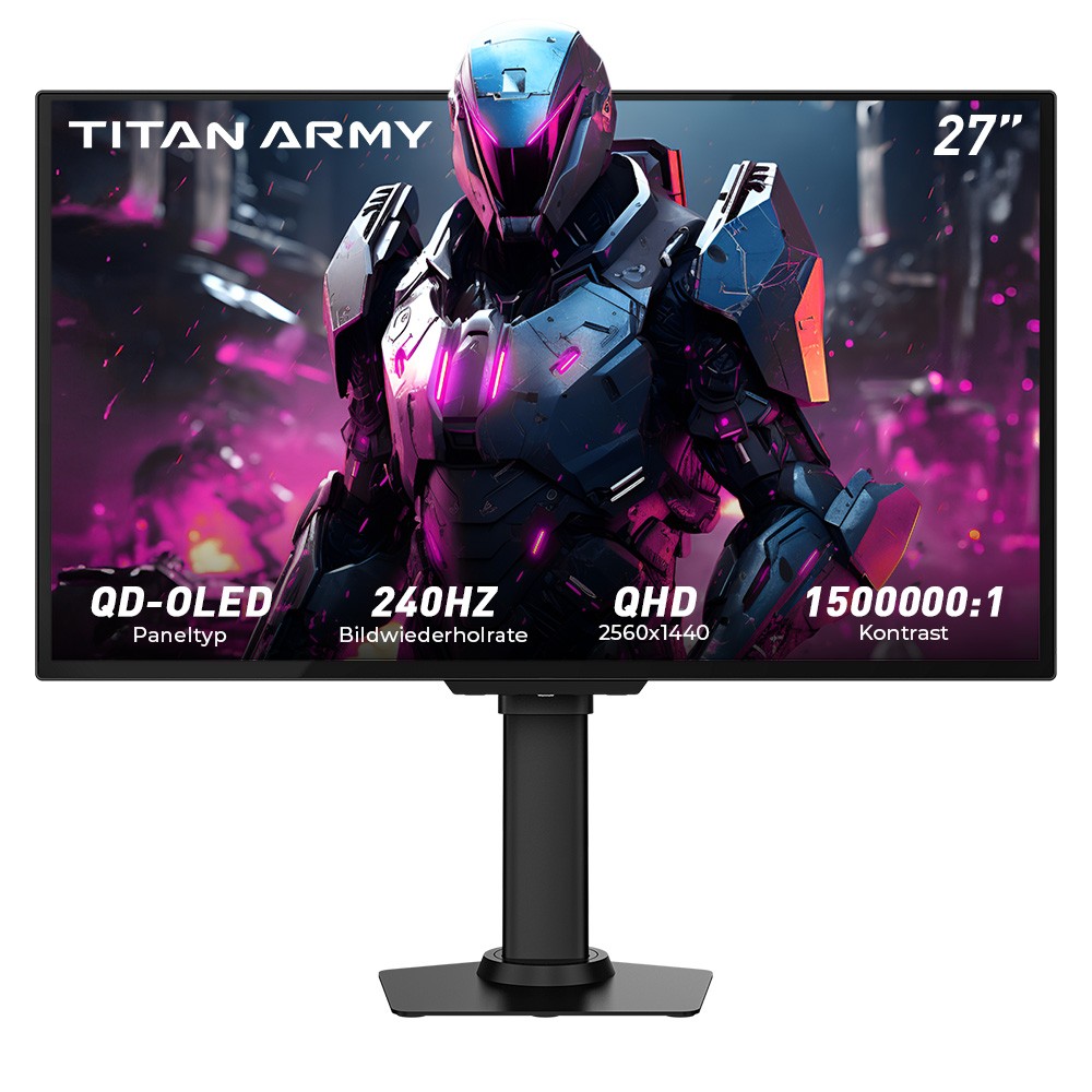 TITAN ARMY G2785S 26,5 Zoll QD-OLED Gaming Monitor, QHD 2560×1440, 240Hz, 0,03ms GTG, HDR10