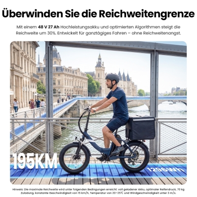 Touroll S3 Pro Klapp-Fatbike | 195 km Reichweite, StVZO Straßenzulassung Blau 2