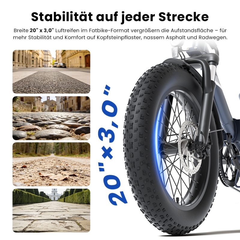 Touroll S3 Pro Klapp-Fatbike | 195 km Reichweite, StVZO Straßenzulassung