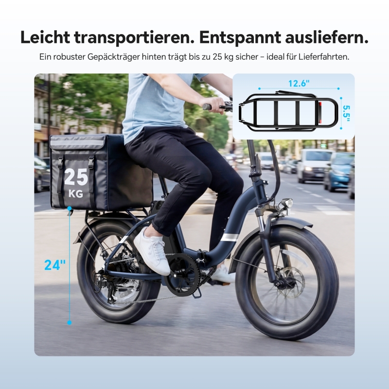 Touroll S2 Klapp-E-Bike 20 Zoll Fatbike 150km Reichweite