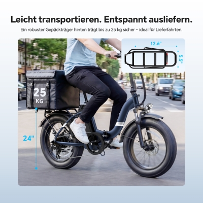 Touroll S2 Klapp-E-Bike 20 Zoll Fatbike 150km Reichweite