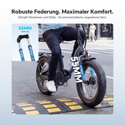 Touroll S2 Klapp-E-Bike 20 Zoll Fatbike 150km Reichweite