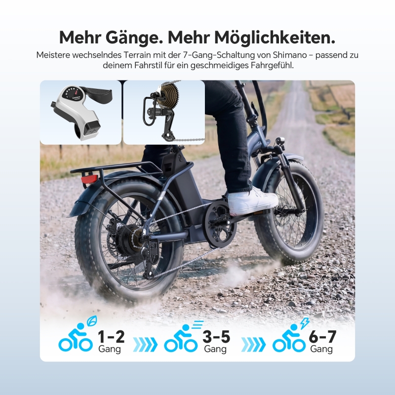 Touroll S2 Klapp-E-Bike 20 Zoll Fatbike 150km Reichweite