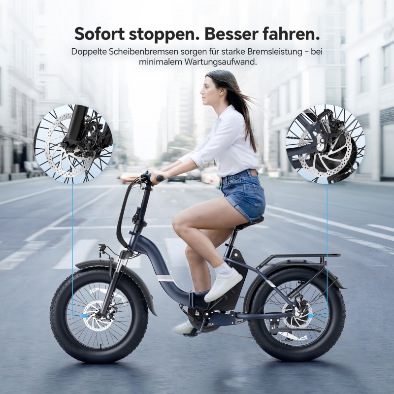 Touroll S2 Klapp-E-Bike 20 Zoll Fatbike 150km Reichweite