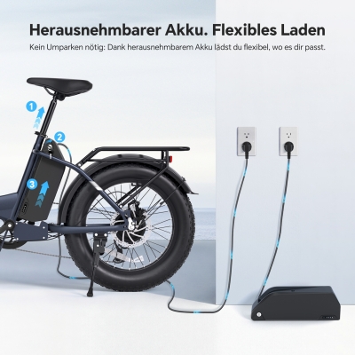 Touroll S2 Klapp-E-Bike 20 Zoll Fatbike 150km Reichweite
