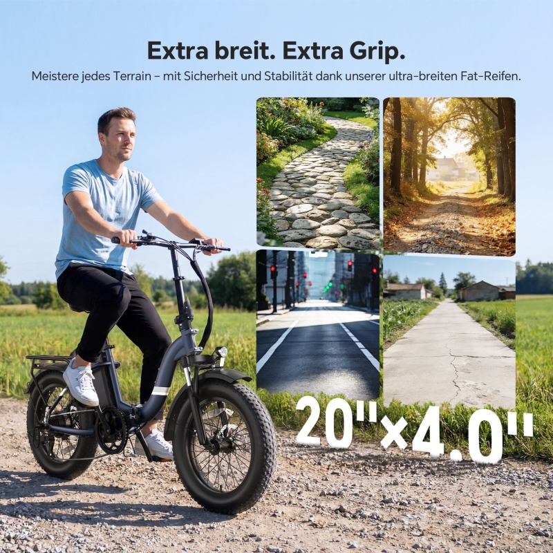 Touroll S2 Klapp-E-Bike 20 Zoll Fatbike 150km Reichweite