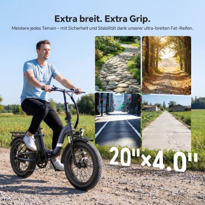 Touroll S2 Klapp-E-Bike 20 Zoll Fatbike 150km Reichweite