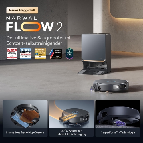 Narwal Flow 2 Saugroboter | 31.000Pa | KI-Vision | Heißwasser
