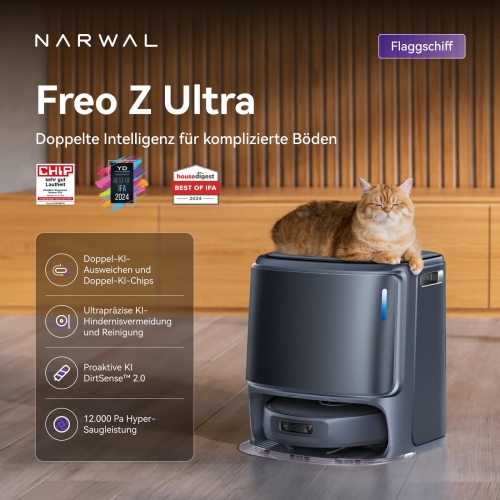 Narwal Freo Z Ultra Saugroboter | KI-Hinderniserkennung & Wischfunktion | 12.000 Pa