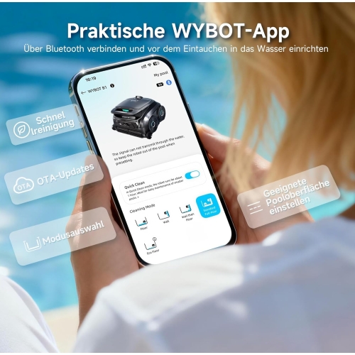 WYBOT B1 Poolroboter kabellos für kleine Pools 120 Min. Laufzeit