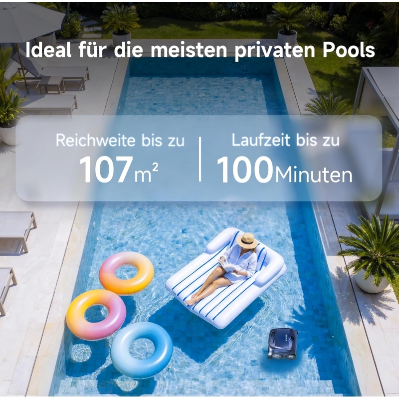 WYBOT B1 Poolroboter kabellos für kleine Pools 120 Min. Laufzeit
