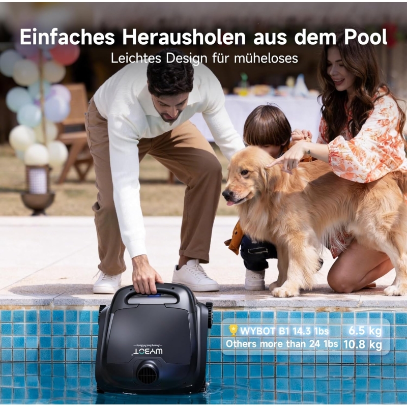 WYBOT B1 Poolroboter kabellos für kleine Pools 120 Min. Laufzeit