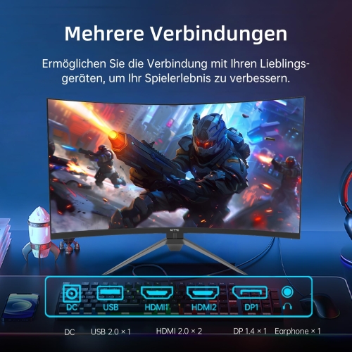KTC H32S17F Curved Gaming-Monitor 32 Zoll FHD 1920 × 1080 HVA-Panel 240Hz 1500R