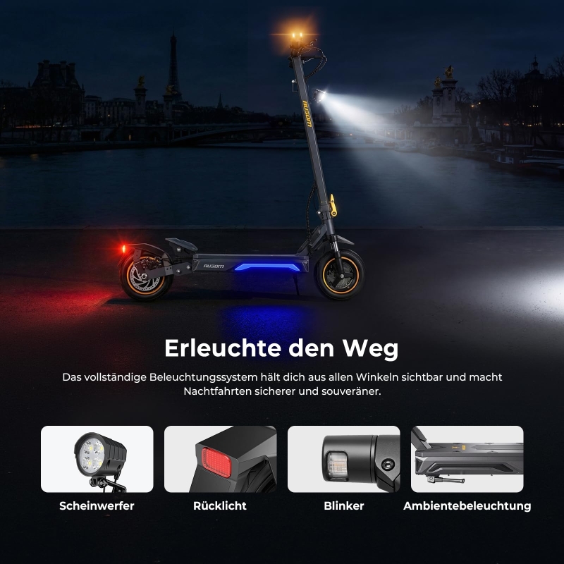 Ausom K20 E-Scooter für Pendler 70 km Reichweite 1100W