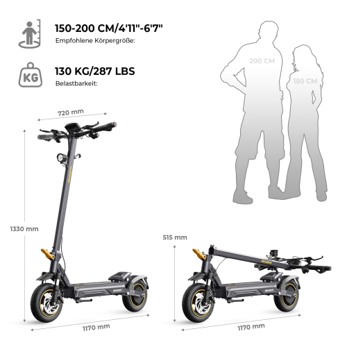 Ausom K20 E-Scooter für Pendler 70 km Reichweite 1100W