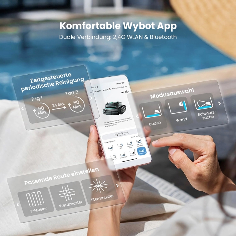 WYBOT S2 Vision Kabelloser Poolroboter mit KI-Kamera für Pools bis 300 m²