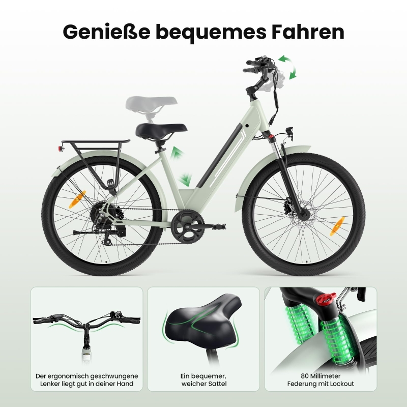 Touroll J1 Trekking E-Bike 27,5" 100km Reichweite 250W StVZO 45 Nm