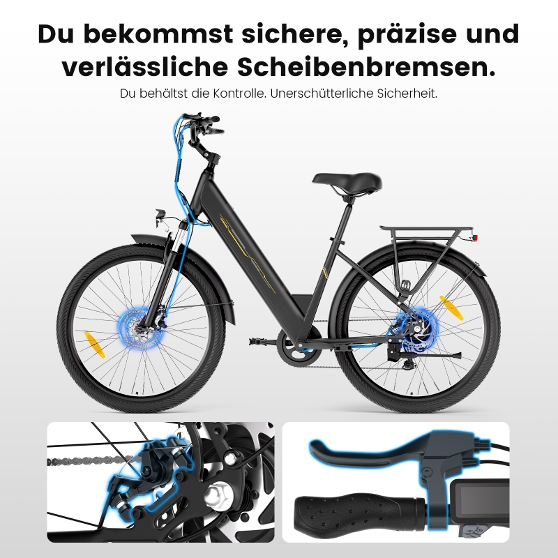 Touroll J1 Trekking E-Bike 27,5" 100km Reichweite 250W StVZO 45 Nm