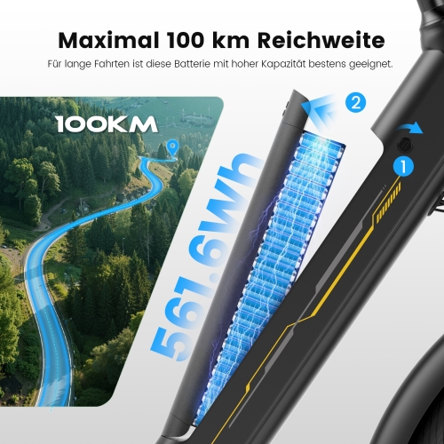 Touroll J1 Trekking E-Bike 27,5" 100km Reichweite 250W StVZO 45 Nm