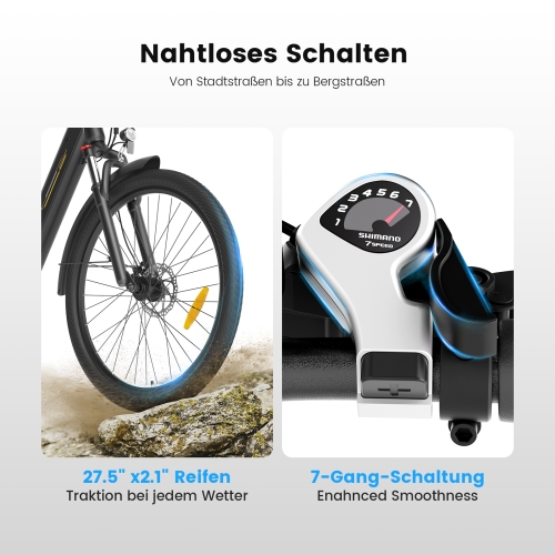 Touroll J1 Trekking E-Bike 27,5" 100km Reichweite 250W StVZO 45 Nm