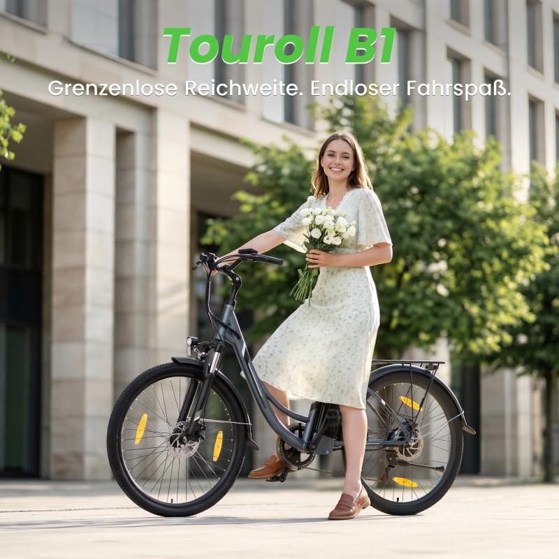 Touroll B1 City E-Bike 26 Zoll Step-Through 250W 90 km Reichweite