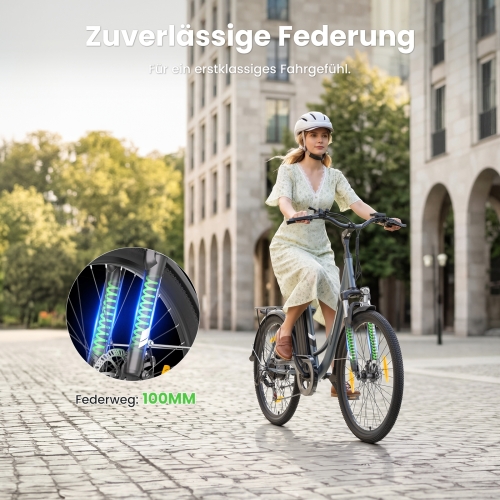Touroll B1 City E-Bike 26 Zoll Step-Through 250W 90 km Reichweite