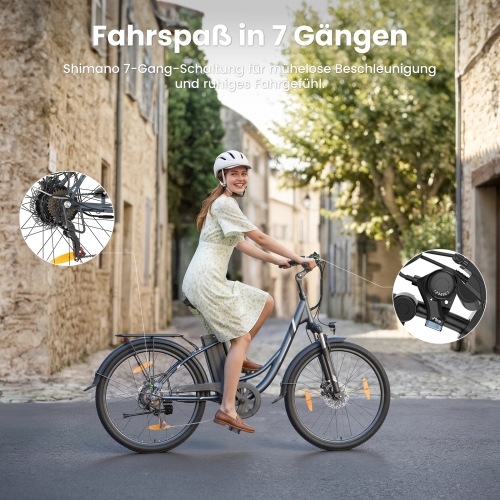 Touroll B1 City E-Bike 26 Zoll Step-Through 250W 90 km Reichweite