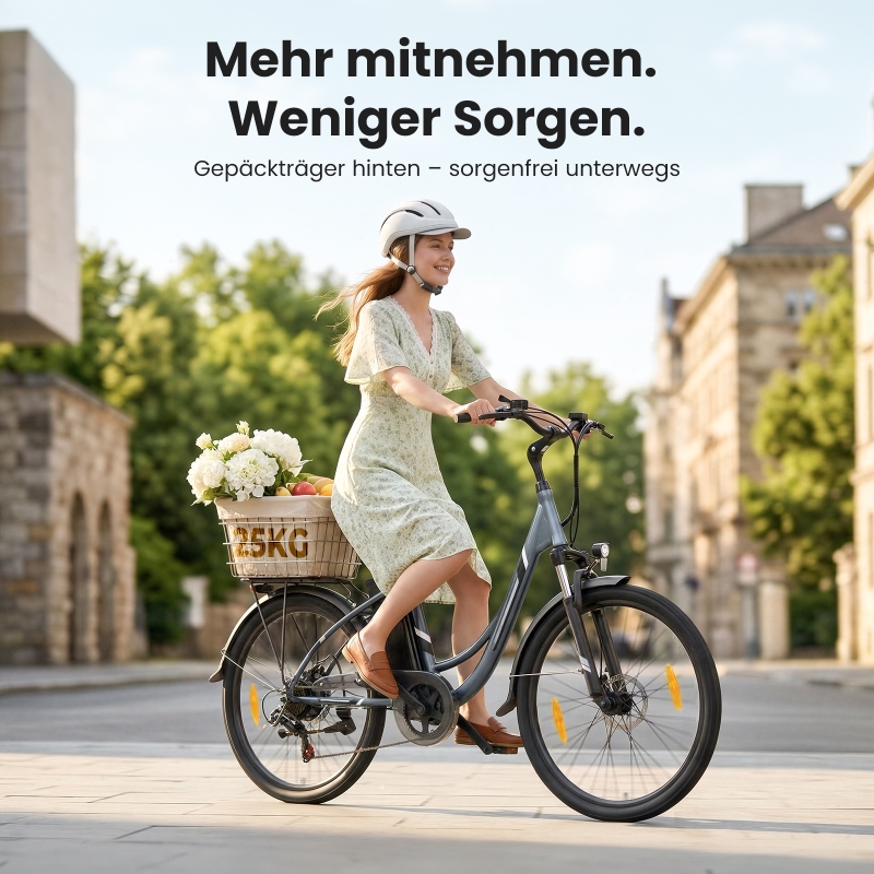 Touroll B1 City E-Bike 26 Zoll Step-Through 250W 90 km Reichweite