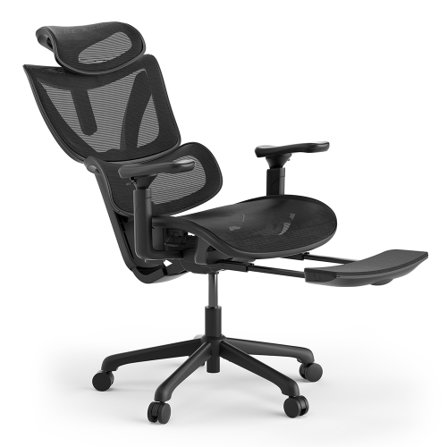 ACGAM CG-5245M Ergonomischer Bürostuhl mit mit verstellbarer Lordosenstütze Fußstütze