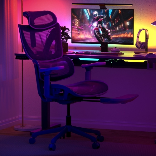 ACGAM CG-5245M Ergonomischer Bürostuhl mit mit verstellbarer Lordosenstütze Fußstütze