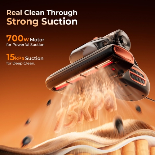 JIGOO T600 Matratzenstaubsauger mit Aroma-System 700W UV‑C 60°C Heißluft Grau