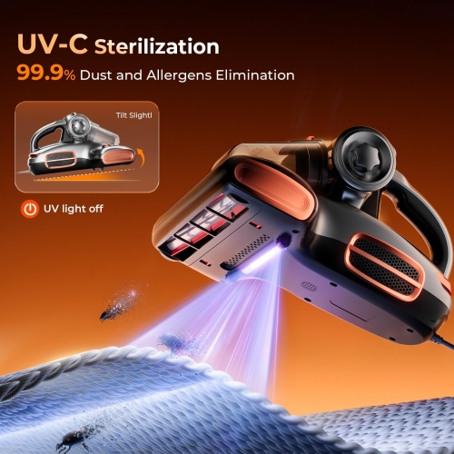 JIGOO T600 Matratzenstaubsauger mit Aroma-System 700W UV‑C 60°C Heißluft Grau
