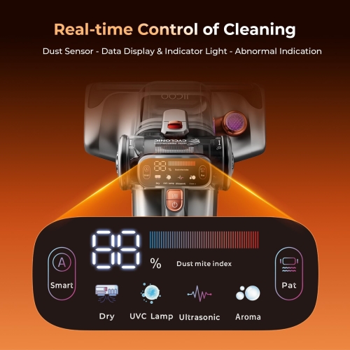 JIGOO T600 Matratzenstaubsauger mit Aroma-System 700W UV‑C 60°C Heißluft Grau