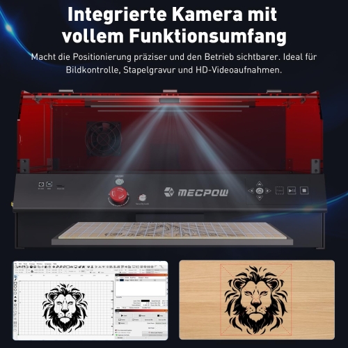 Mecpow X4 Pro 22W Lasergravierer mit P150 Rauchabsaugung Set