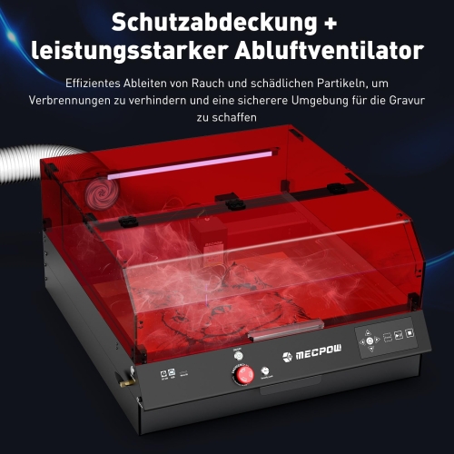 Mecpow X4 Pro 22W Lasergravierer Set mit P150 Rauchabsaugung & R1 1064nm Infrarot-Lasermodul
